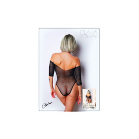 Body noir avec manches 3/4 - Le Numéro 2 - Collection Strass 